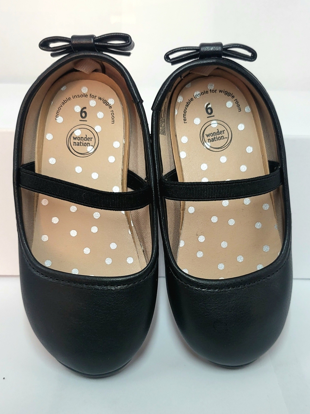 Black Ballet/School Uniform Flats with Bow - Size 6